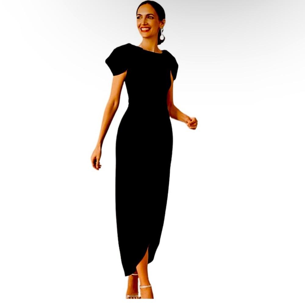 BHLDN Black Puff Sleeve Formal “Sayre” Dress Gown